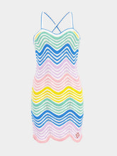 Casablanca Gradient Wave Crochet Dress