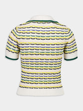 Casablanca Cotton Tuck Stitch Cropped Polo Shirt in Multicolour
