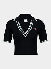 Casablanca Black V-Neck Short-Sleeve Polo in Viscose