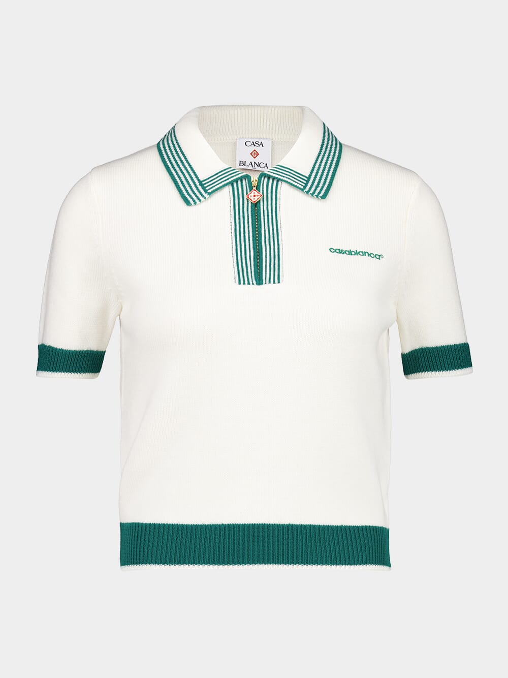 White Knit Tennis Polo Shirt