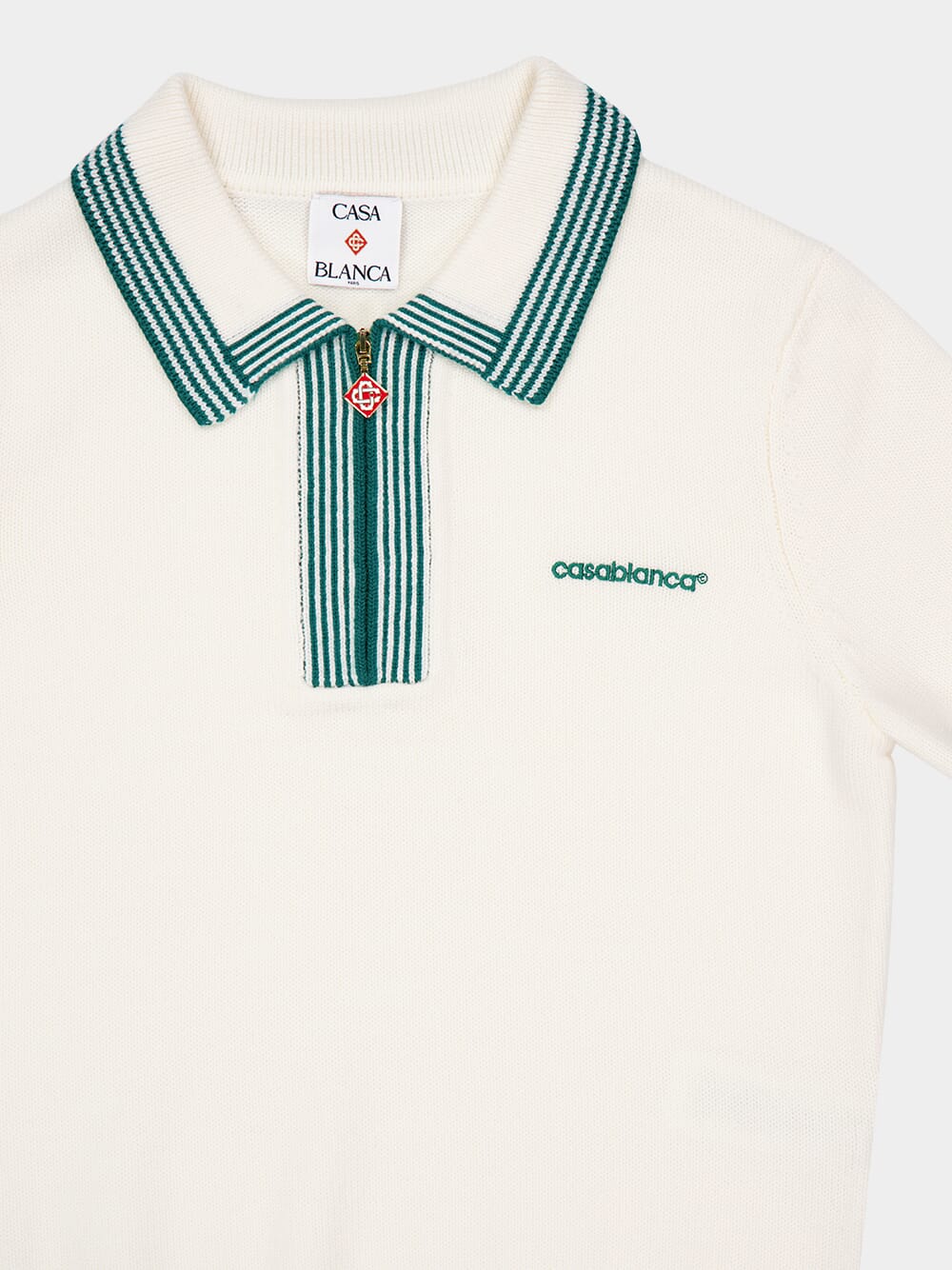 White Knit Tennis Polo Shirt