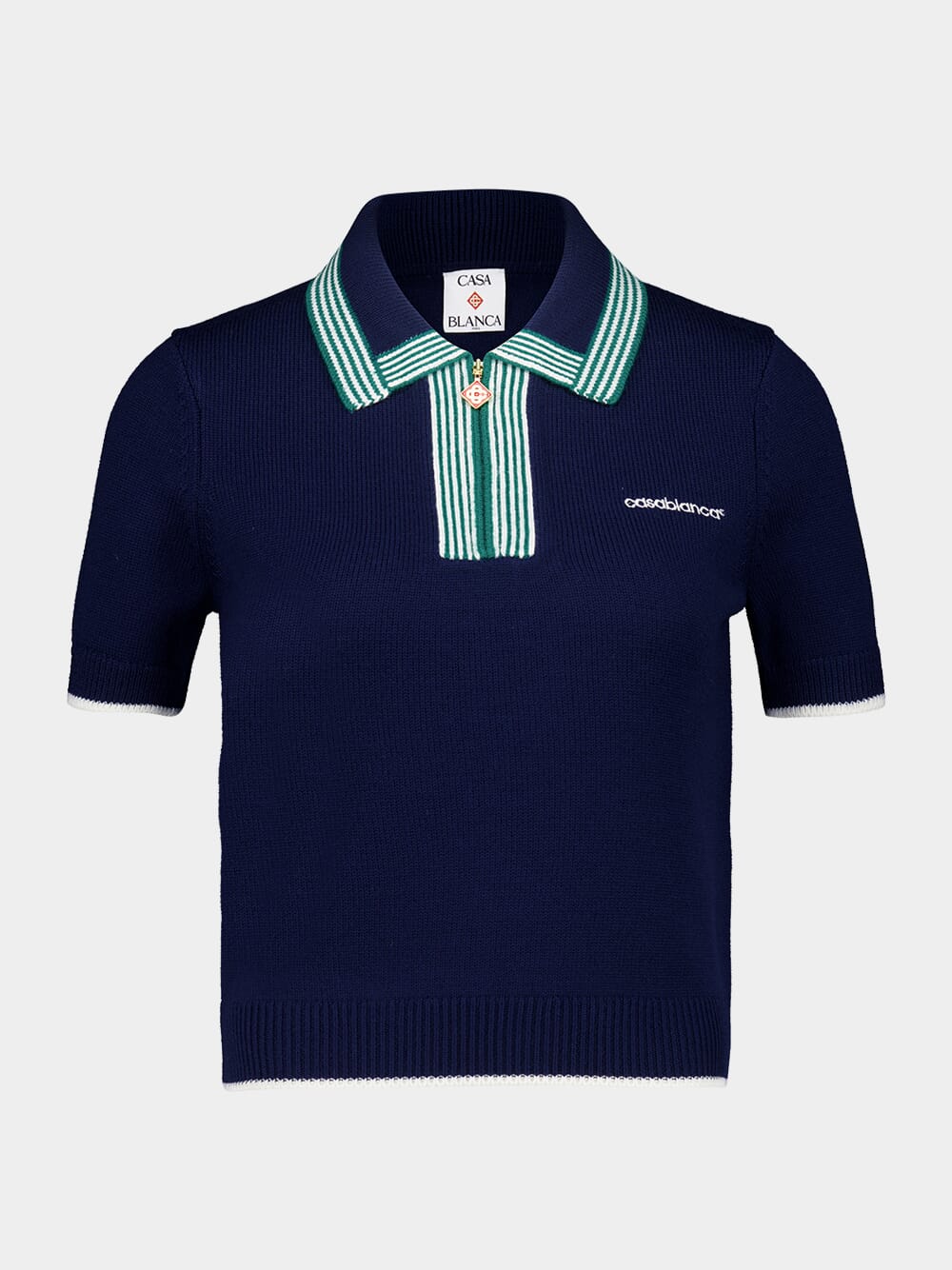 Navy Knit Tennis Polo Shirt