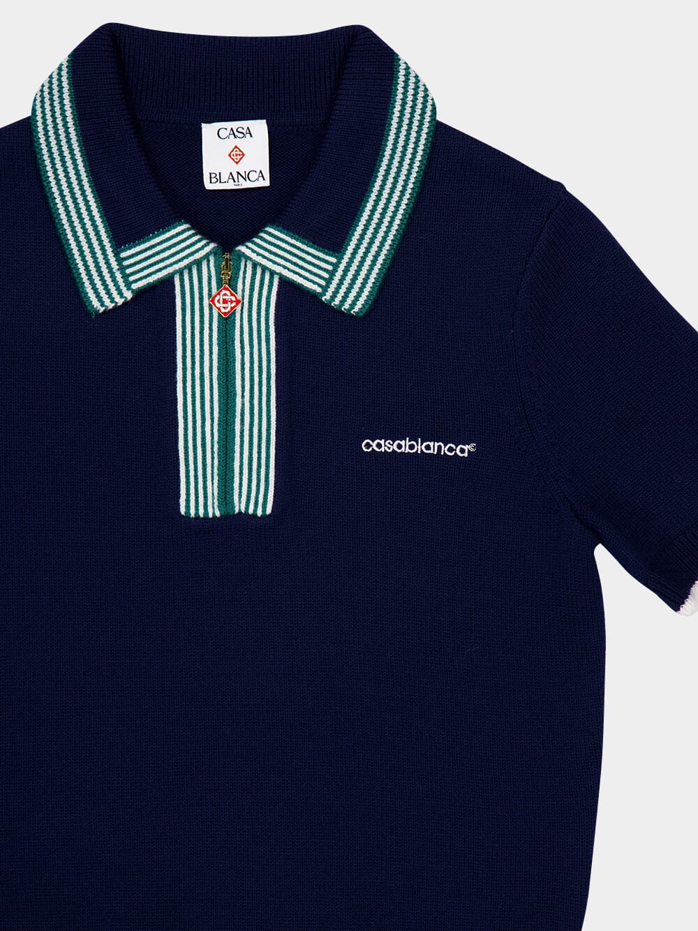 Navy Knit Tennis Polo Shirt