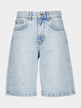 Casablanca Mid Wash Blue Graffiti Skater Denim Bermuda Shorts