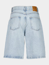 Casablanca Mid Wash Blue Graffiti Skater Denim Bermuda Shorts