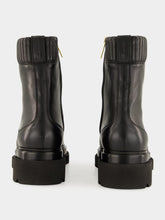 Santoni Black Leather Ankle Boots