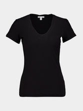 James Perse Black Sheer Slub V-Neck T-Shirt