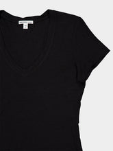 James Perse Black Sheer Slub V-Neck T-Shirt