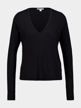 James Perse Black Long Sleeve Deep V-Neck T-Shirt