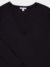 James Perse Black Long Sleeve Deep V-Neck T-Shirt