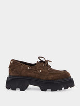 Santoni Dark Brown Billie Suede Platform Loafers