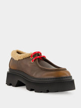 Santoni Brown Leather Lace-Up with Fur Trim