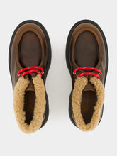 Santoni Brown Leather Lace-Up with Fur Trim