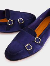 Santoni Blue Suede Moccasins