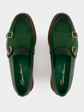 Santoni Green Leather Loafers