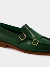 Santoni Green Leather Loafers