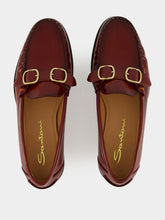 Santoni Red Quentin Leather Loafers