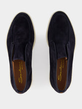 Santoni Blue Desert Boots in Suede Calf Leather