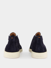 Santoni Blue Desert Boots in Suede Calf Leather