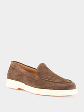 Santoni Brown Yalta Suede Loafers