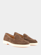Santoni Brown Yalta Suede Loafers