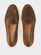 Santoni Brown Yalta Suede Loafers