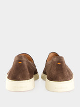 Santoni Brown Yalta Suede Loafers