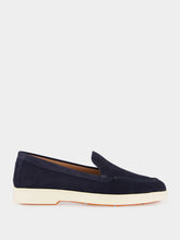 Santoni Blue Suede Calf Leather Loafers
