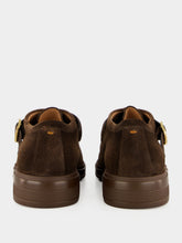 Santoni Brown Suede Single-Buckle Loafers