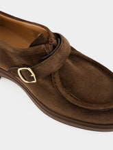 Santoni Brown Suede Single-Buckle Loafers