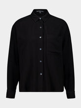 James Perse Black Oversized Viscose-Wool Shirt