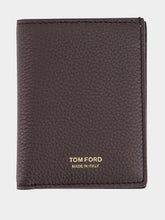 Tom Ford Brown Grain Leather Folding Cardholder