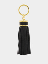 Tom Ford Black Grain Leather T Tassel Keyring