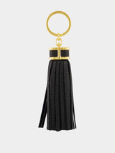 Tom Ford Black Grain Leather T Tassel Keyring