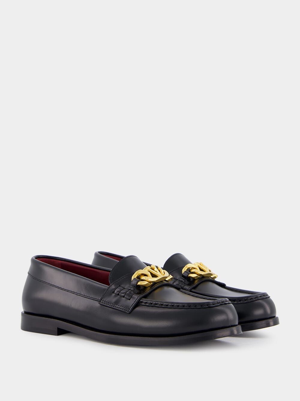 VLogo Chain Leather Loafers