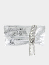 Jimmy Choo Zandra Silver Vintage Metallic Leather Clutch Bag