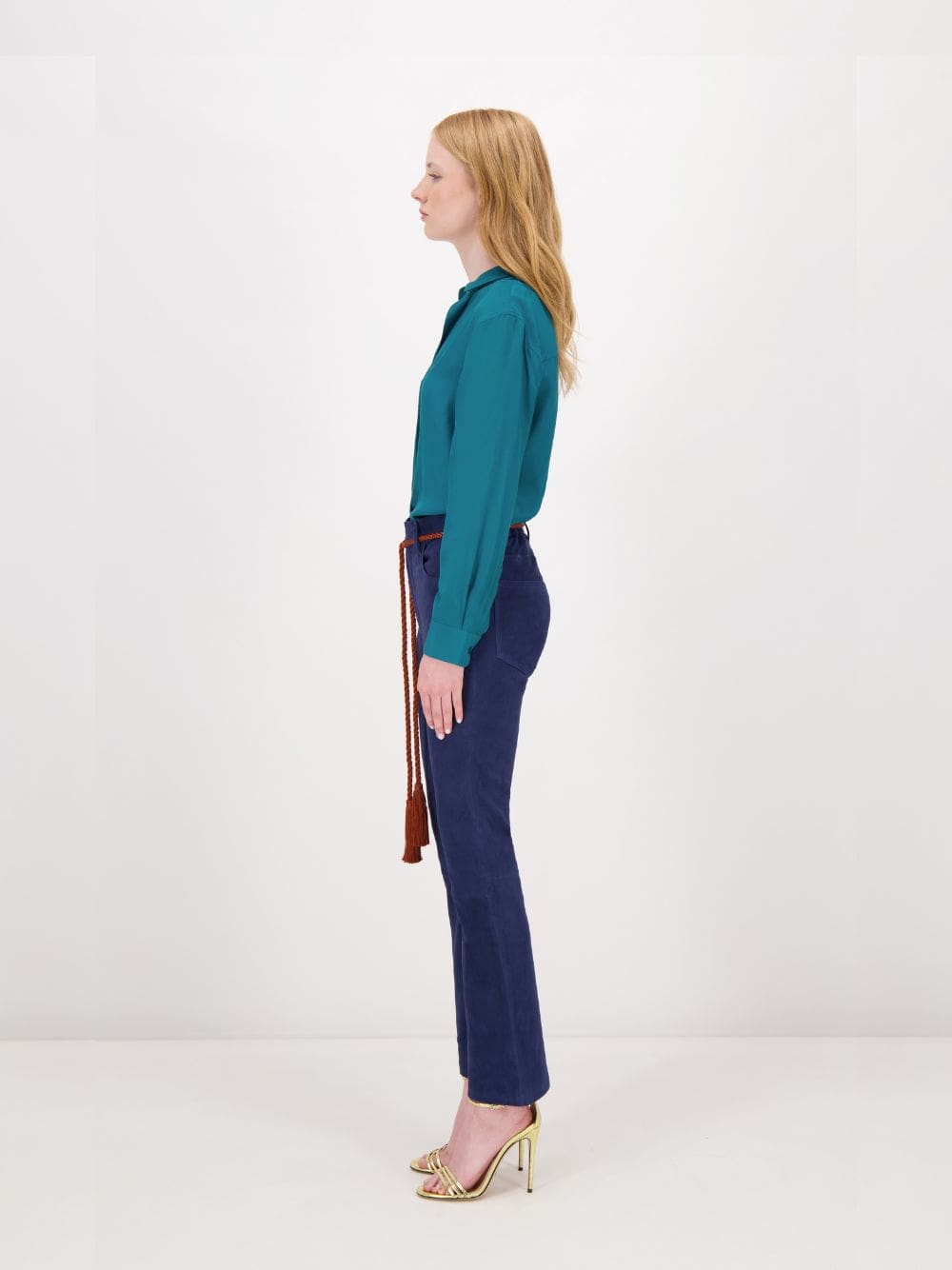 Zircon Estate Blue Suede Flared Pants