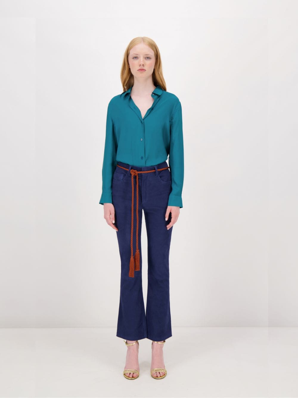 Zircon Estate Blue Suede Flared Pants