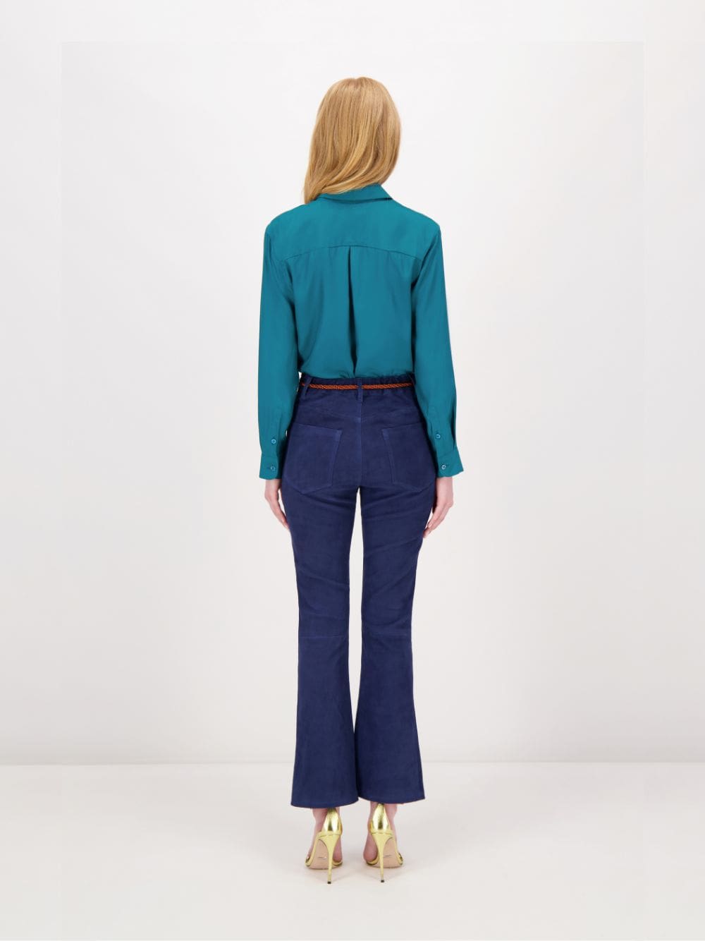 Zircon Estate Blue Suede Flared Pants