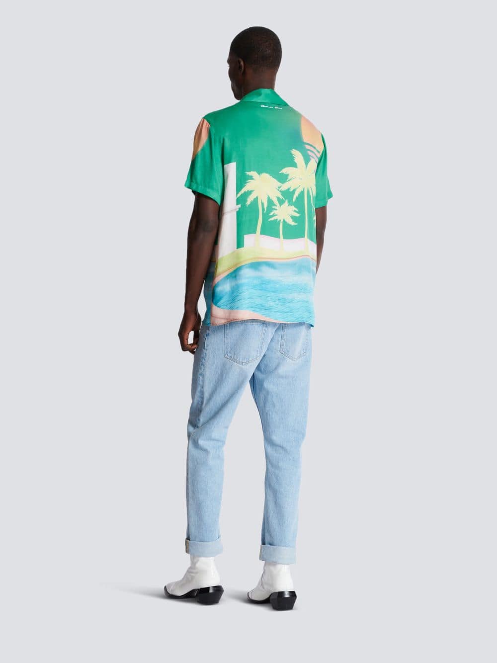 Short-Sleeved Palm Tree Print Shirt