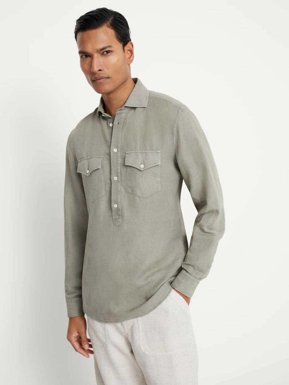 Sage Linen-Cotton Shirt