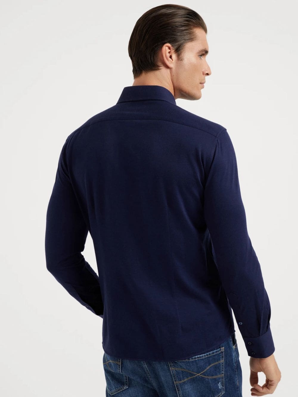 Navy Cotton Piqué Shirt