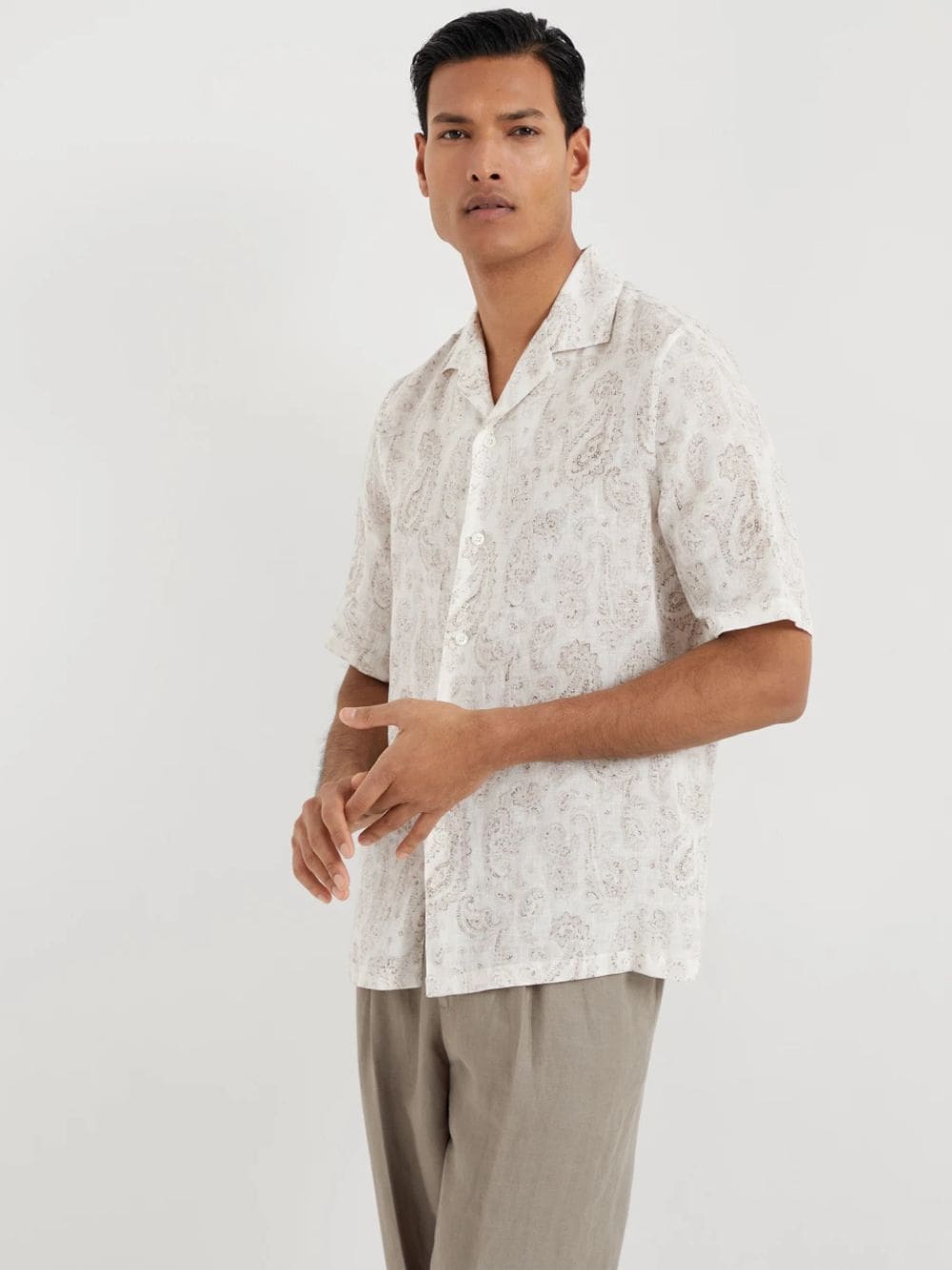 Paisley Linen Camp Collar Shirt