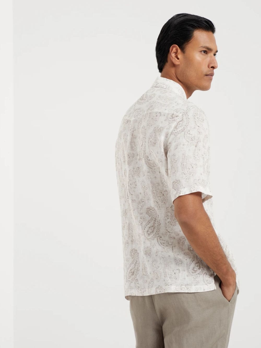 Paisley Linen Camp Collar Shirt