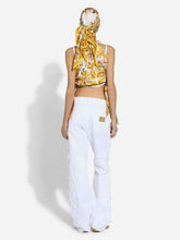Dolce & Gabbana Yellow Majolica Print Silk Twill Halterneck Top