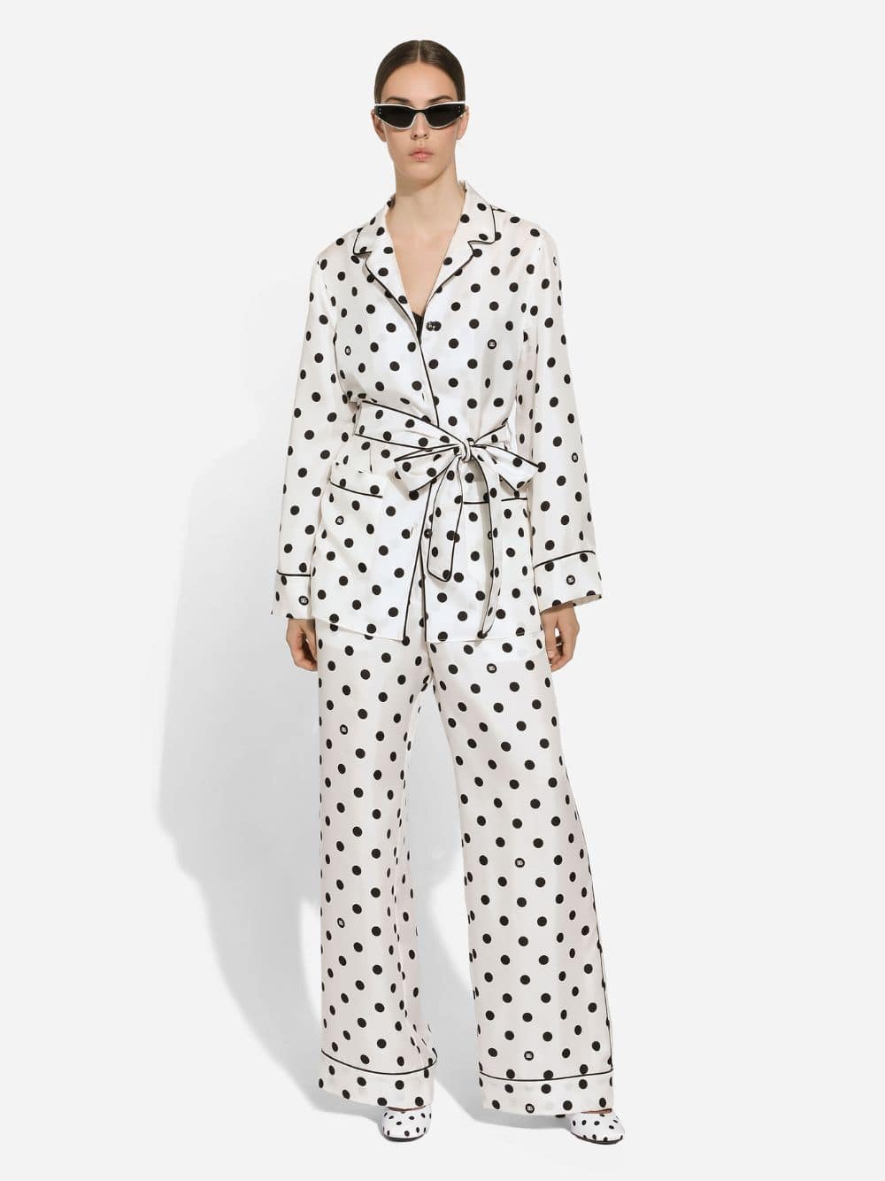 Silk Polka-Dot Pajama Pants