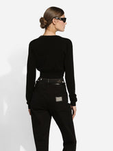 Dolce & Gabbana Black Wool Cardigan with Deep V-Neck