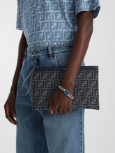 Fendi Blue FF Jacquard Medium-Sized Flat Pouch