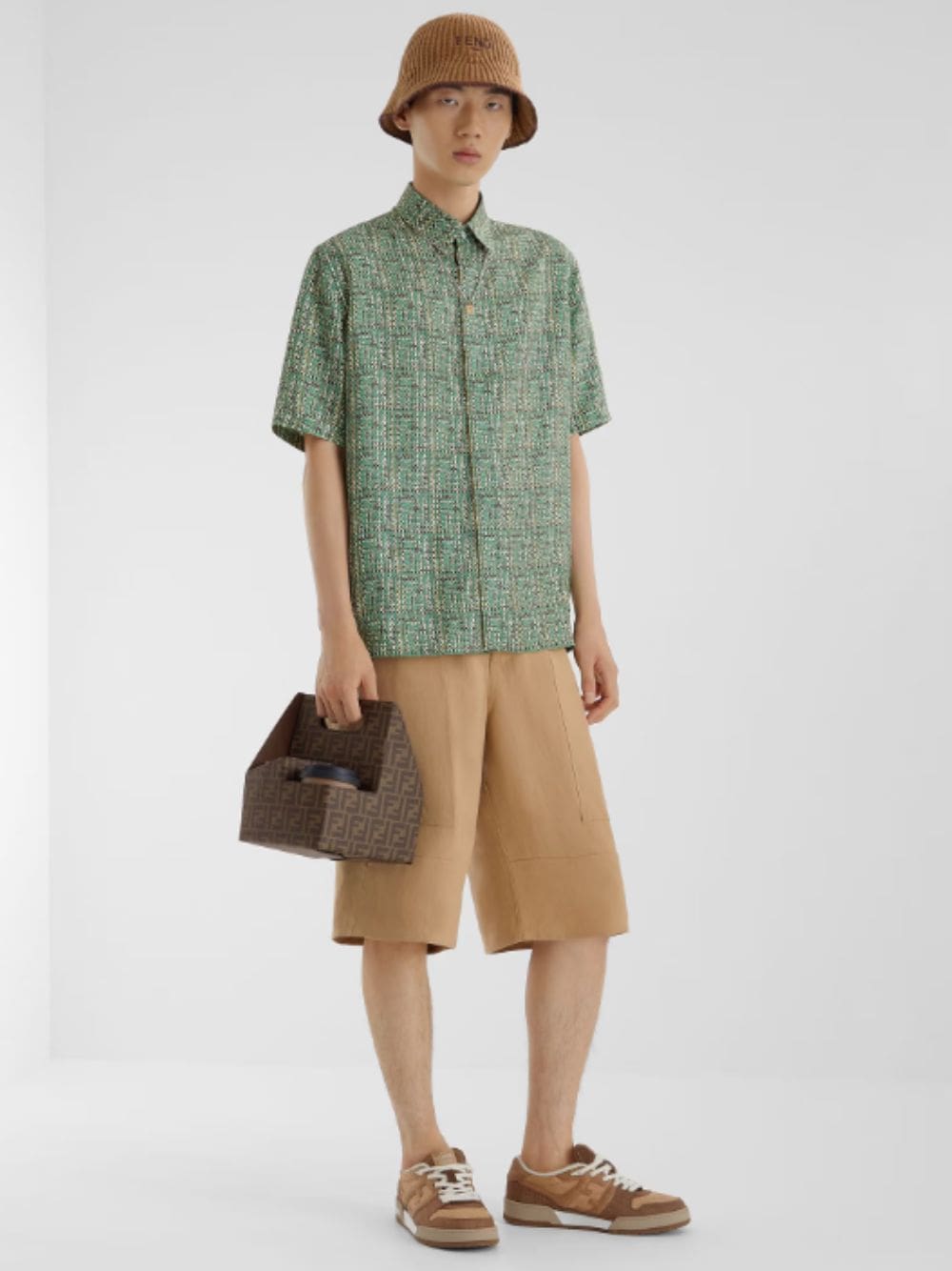 Green FF Woven Silk Shirt