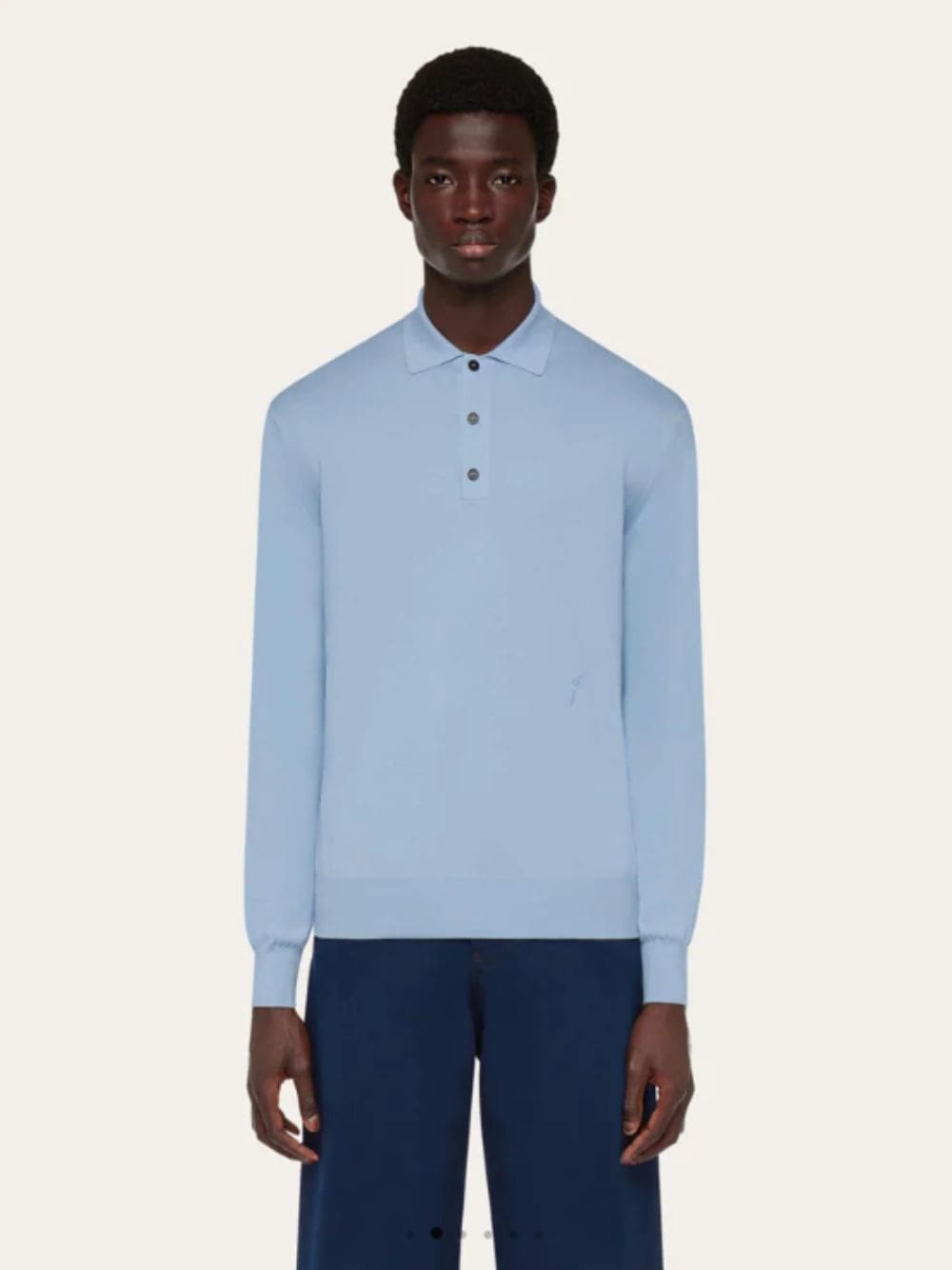 Long-Sleeved Silk Blend Polo